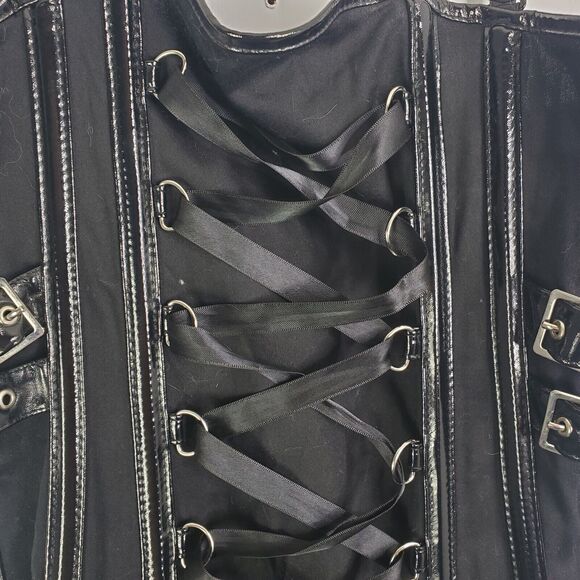 Fredericks Of Hollywood Corset Womens L Buckle Goth Edgy Steampunk Emo Lace Up - Picture 6 of 8